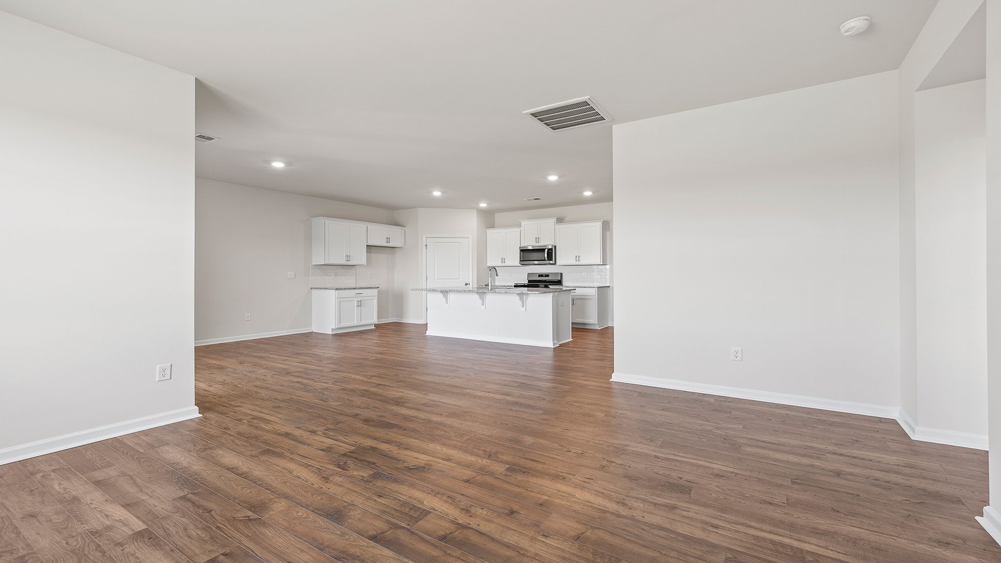 View from the family room toward the kitchen.