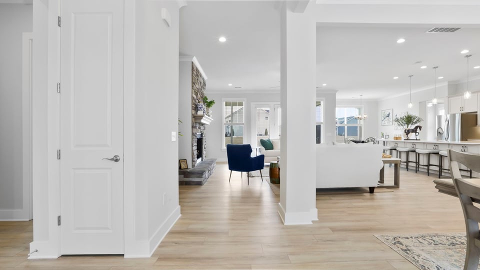 Open concept home with dining room and living room.