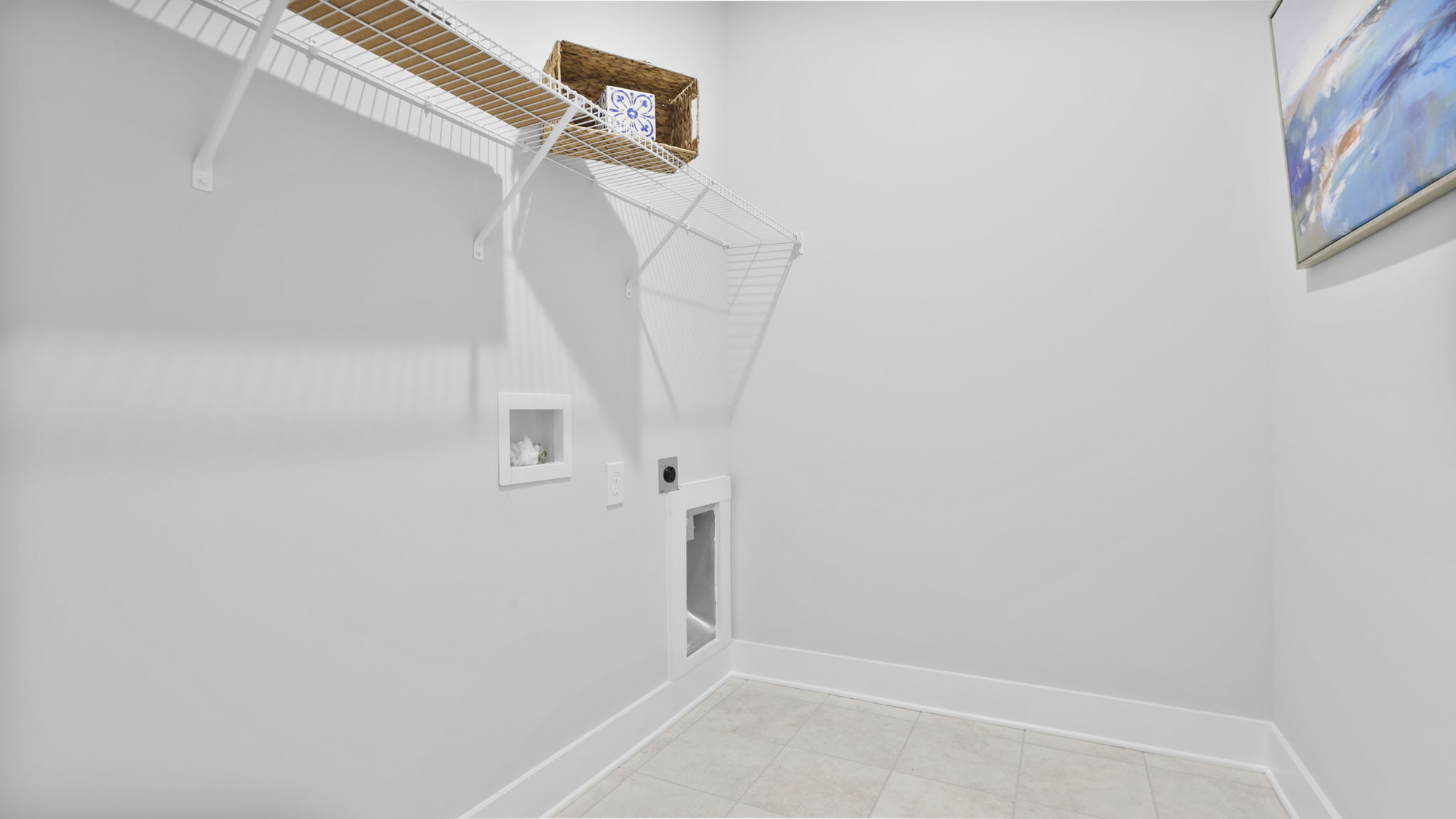 Closet with hanging storage racks.