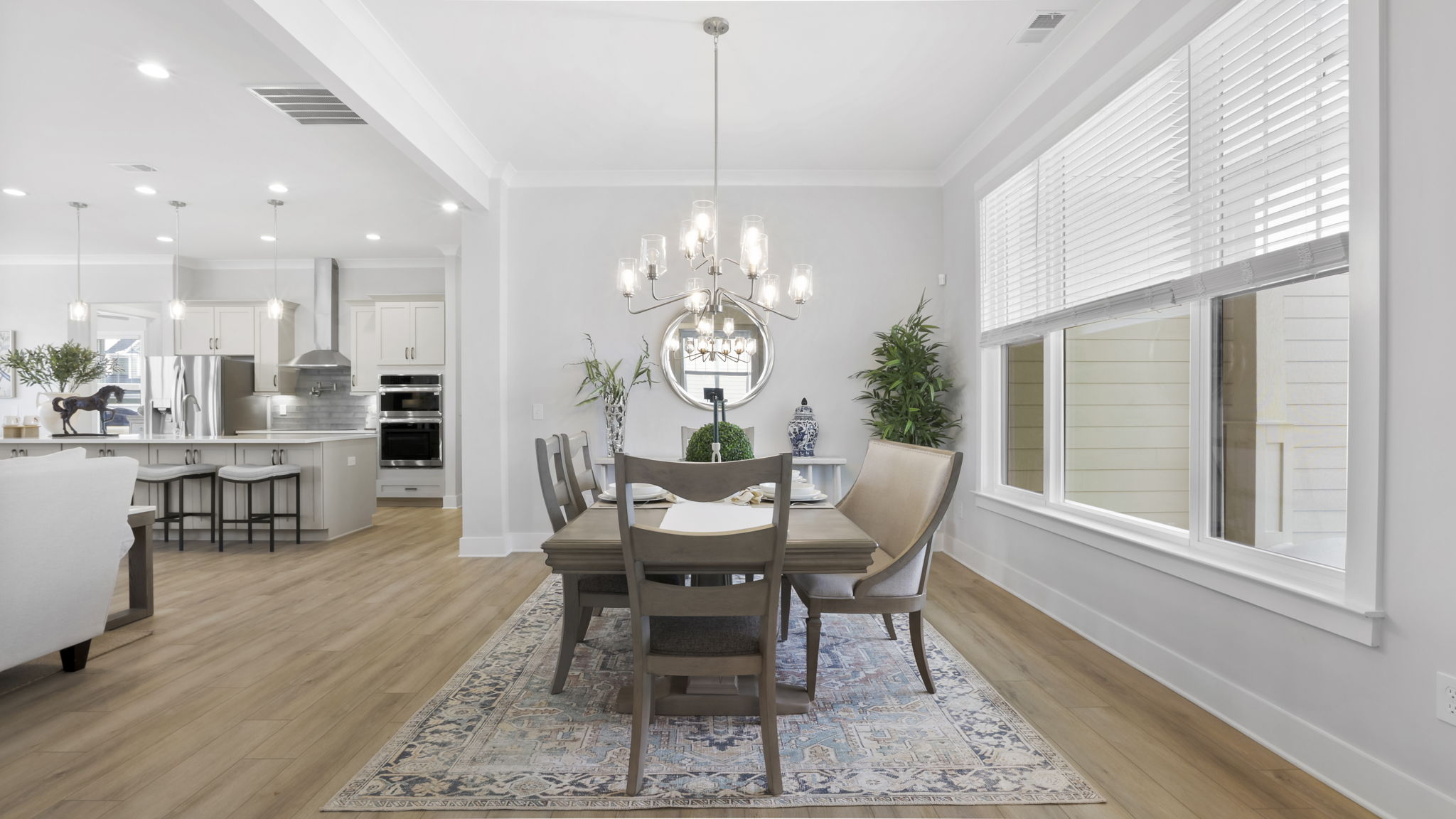 Family room with windows.