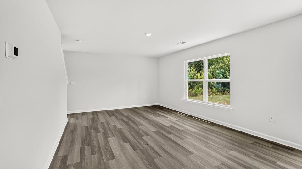 Family room with windows.