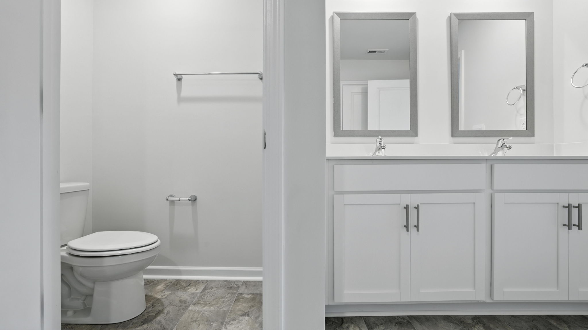 Bathroom with double vanity.