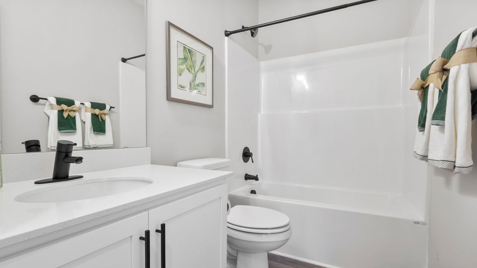 Bathroom with vanity sink.