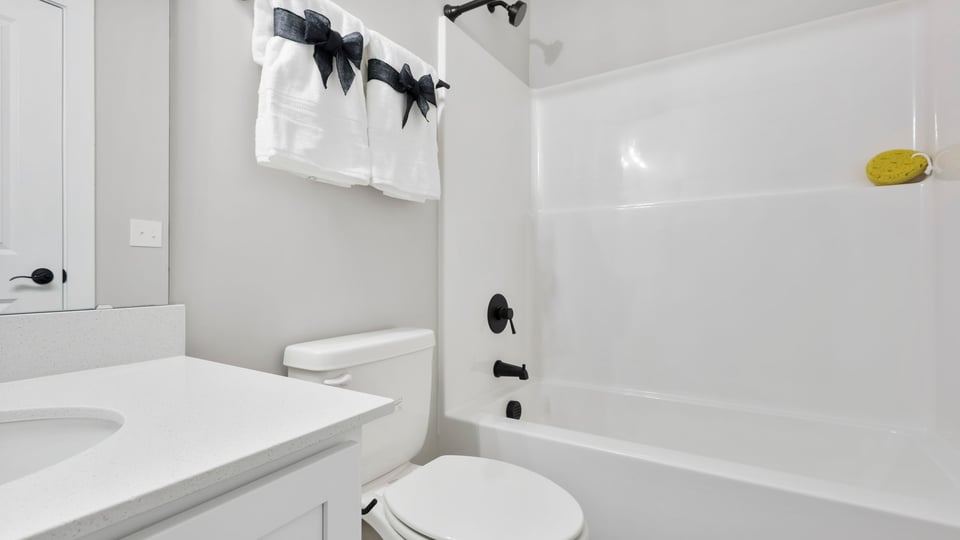 Bathroom with vanity sink.