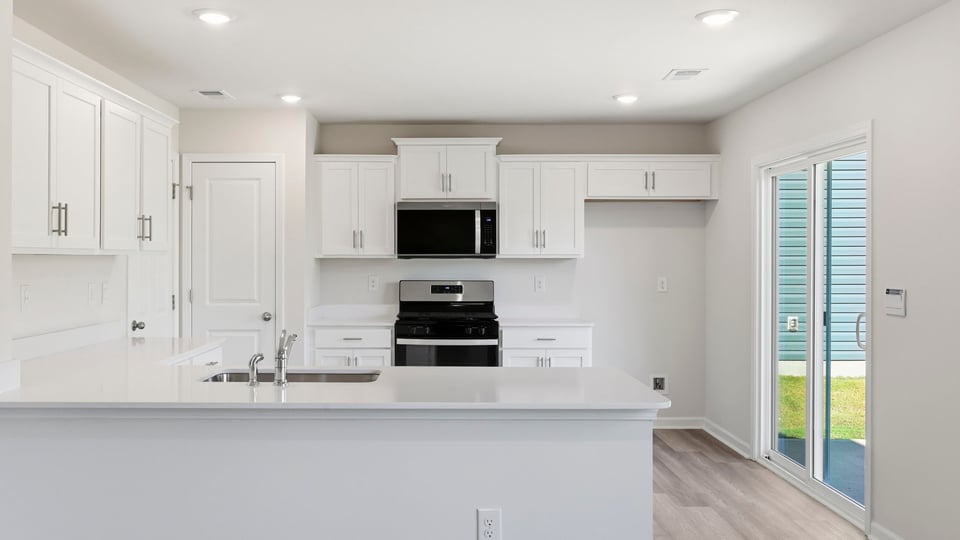 Dining room of home with window.