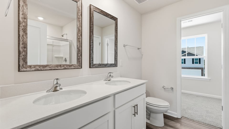 Bathroom with double vanity.