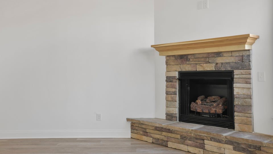 Family room with fireplace.