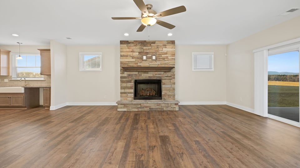Family room with fireplace.