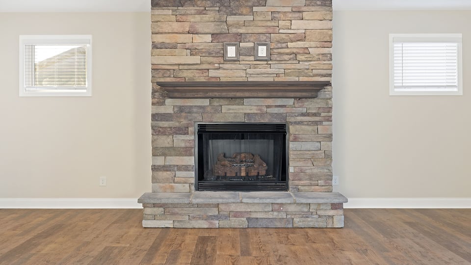 Family room with fireplace.