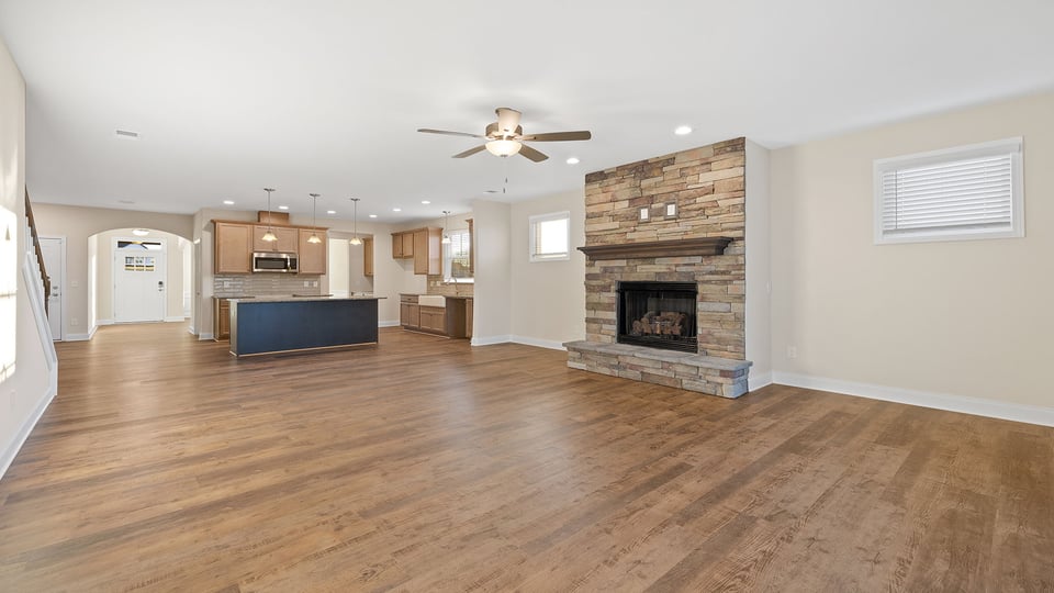 Family room with fireplace.