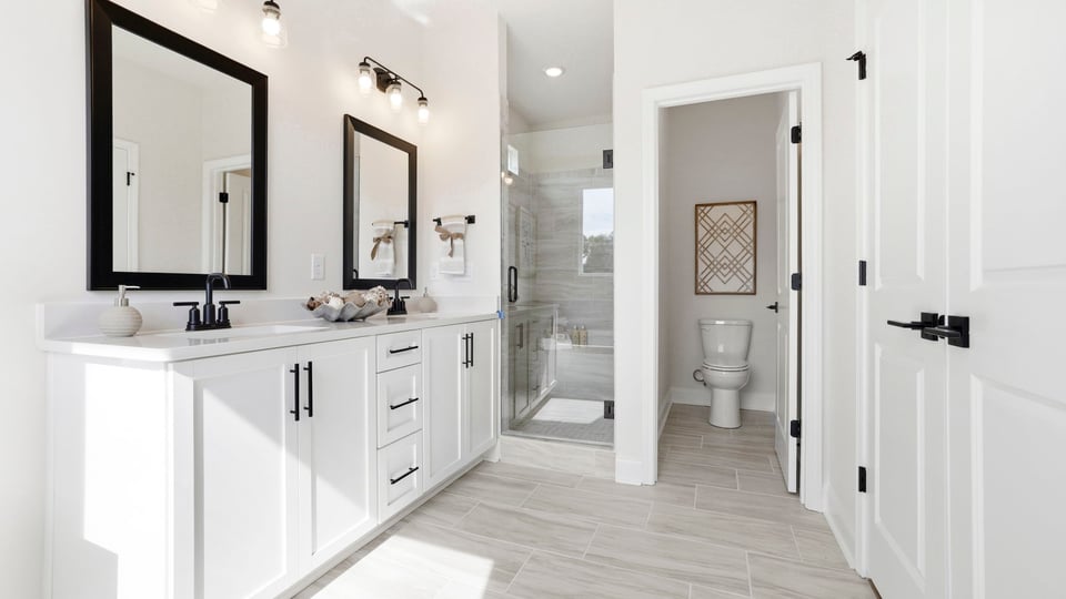 Bathroom with double vanity.