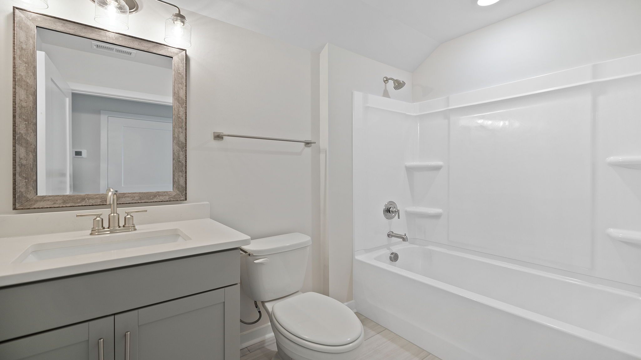 Bathroom with vanity sink.