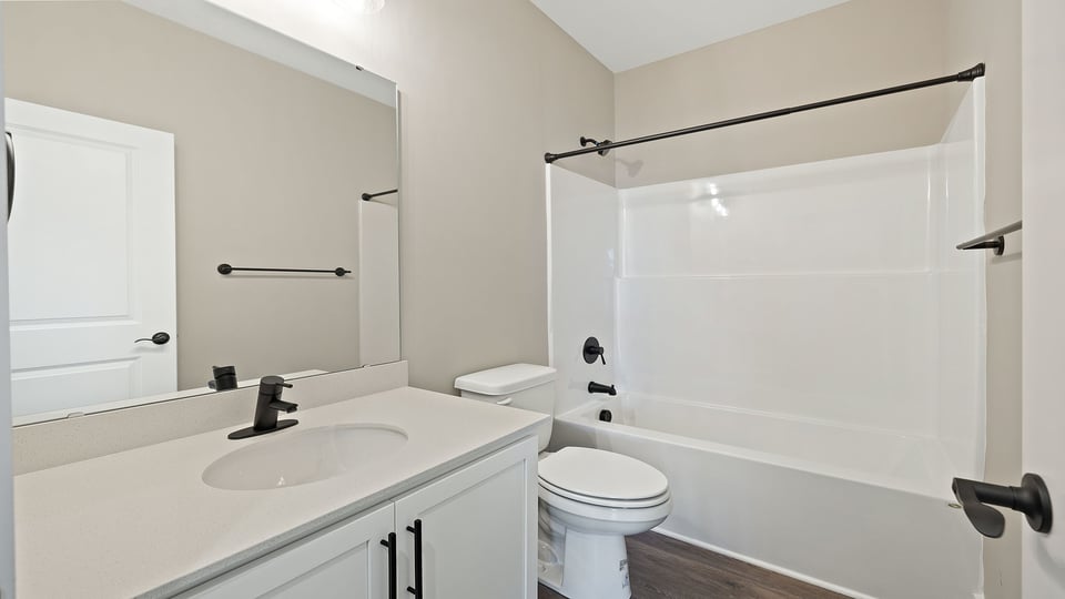 Bathroom with vanity sink.