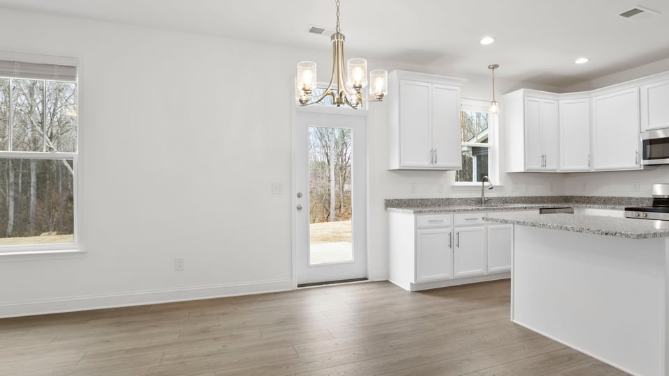 Off the kitchen is the door to the backyard.