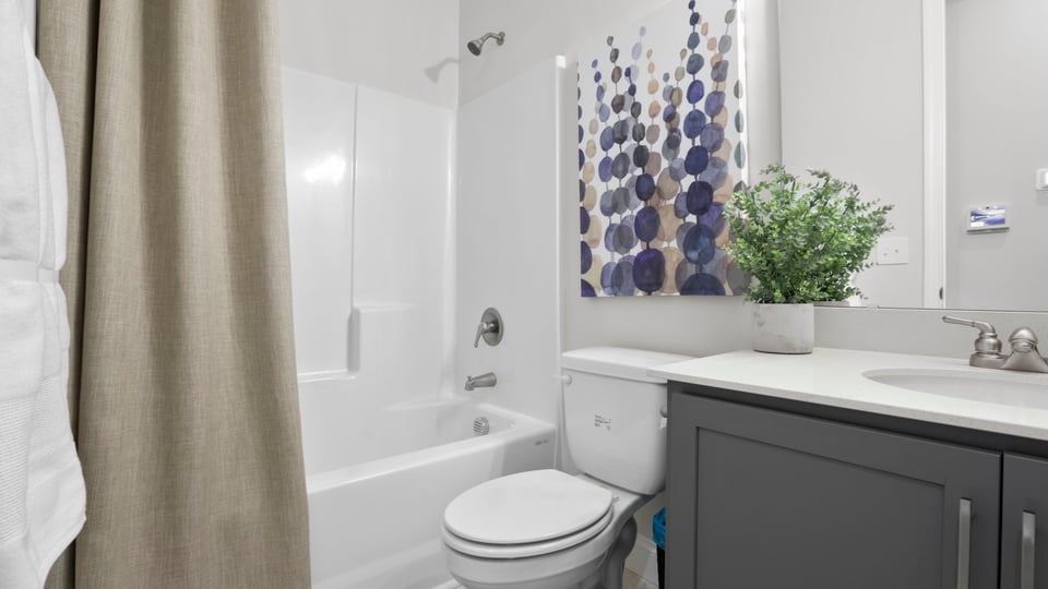 Bathroom with vanity sink.
