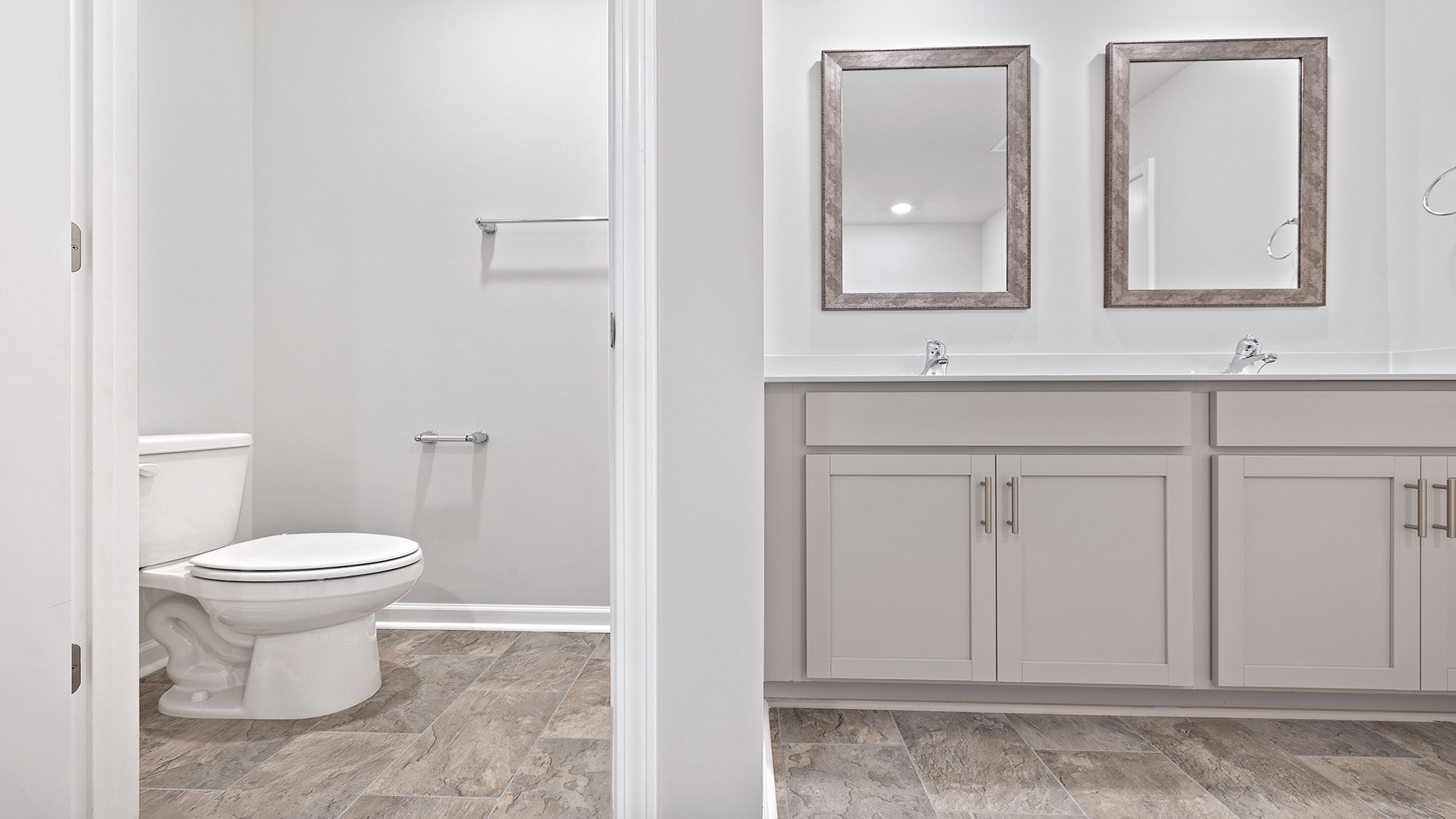 Bathroom with double vanity.