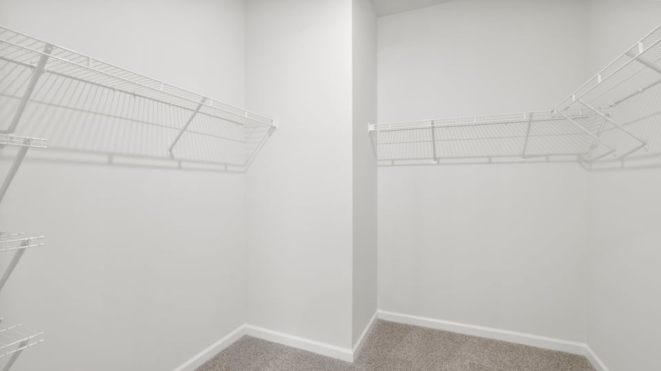 Walk in closet with carpet.