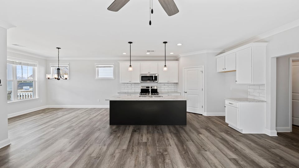 Family room facing kitchen.