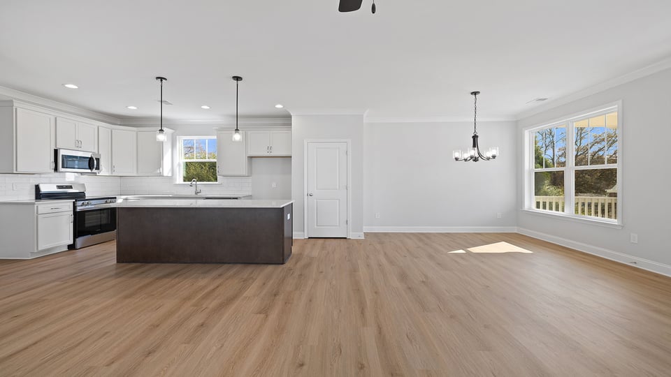 Family room facing kitchen.