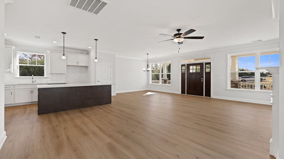 Family room facing kitchen.