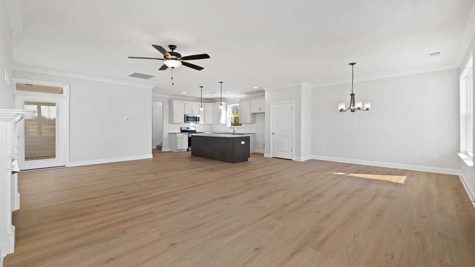 Family room facing kitchen.