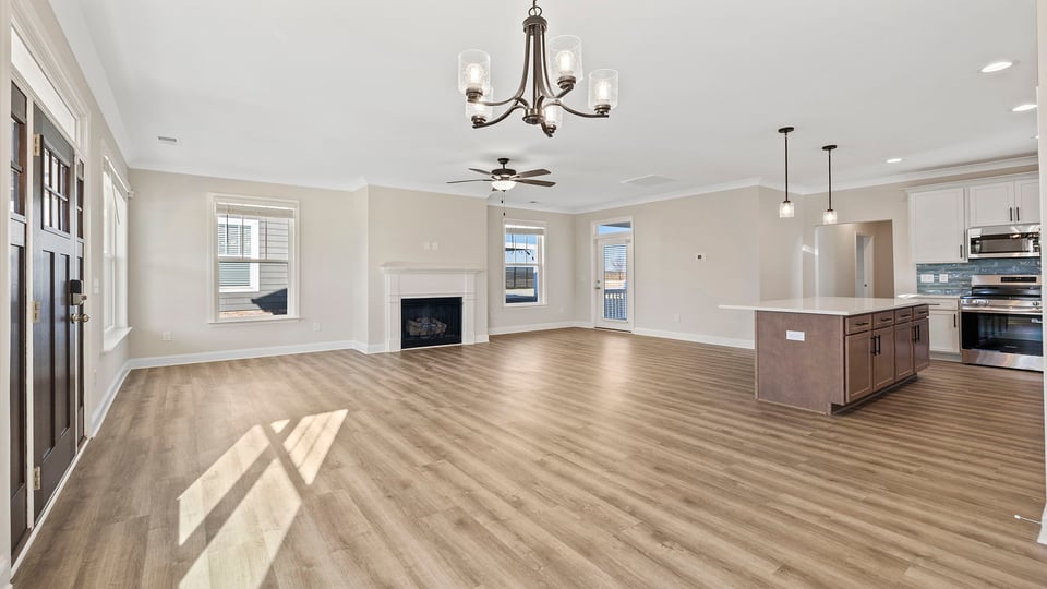 Dining area facing family room.