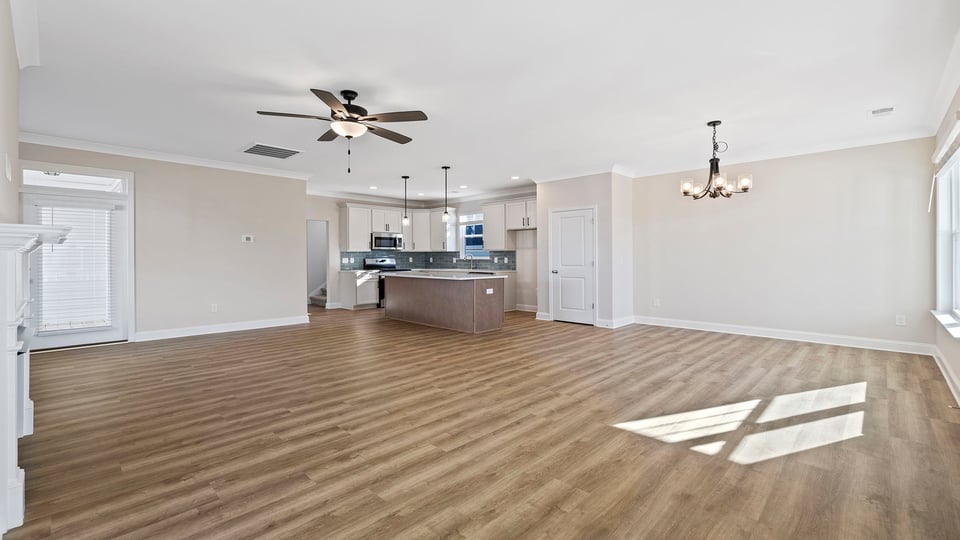 Family room facing kitchen.