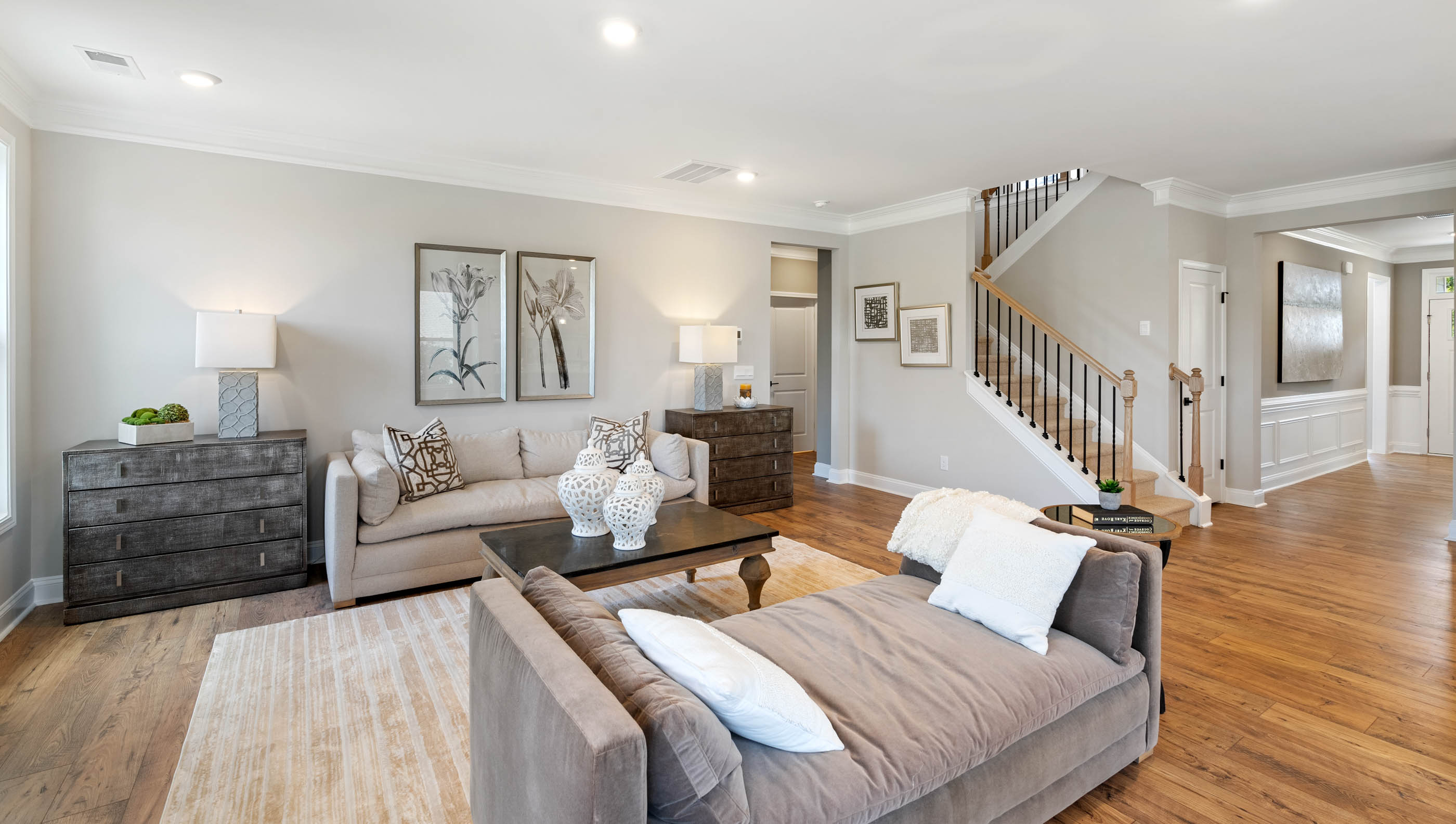 Living room area with fireplace.