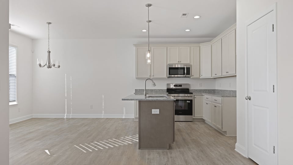 Family room looking towards kitchen.