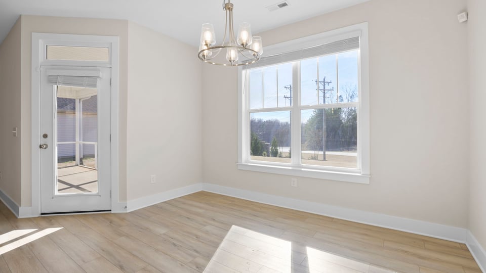 Family room with windows.