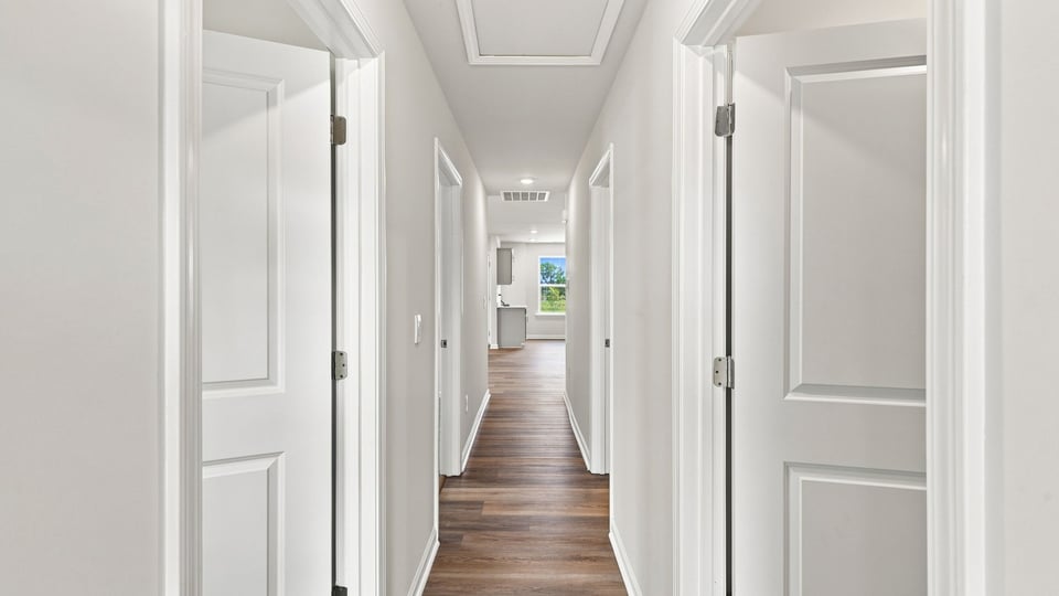 Hallway view of rooms.