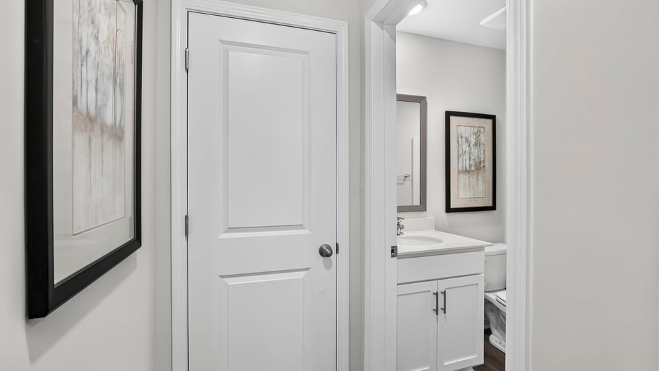 Bathroom with vanity and tub.