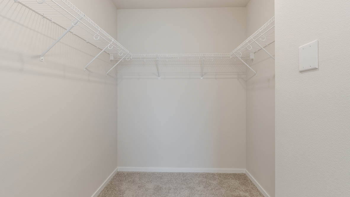 Terrace at Pleasant Valley walk in closet with white wire shelving