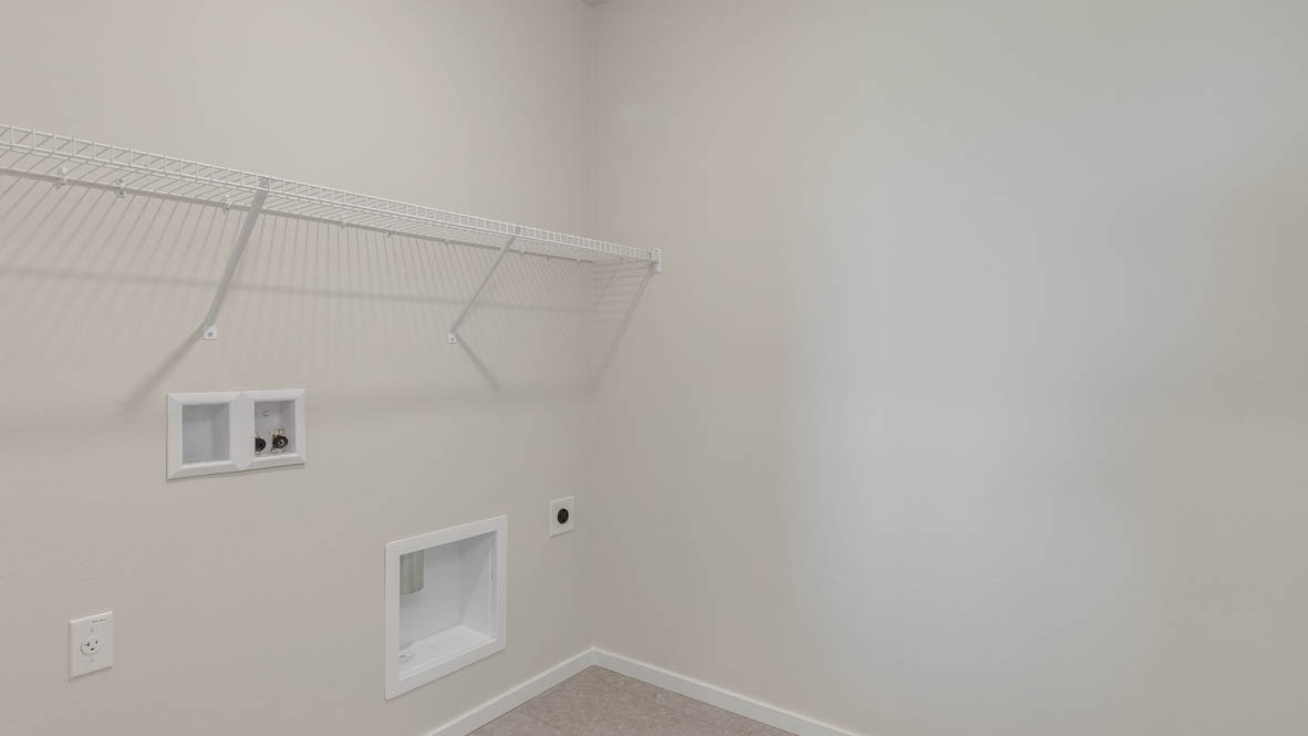 Terrace at Pleasant Valley Laundry room with white wire shelving