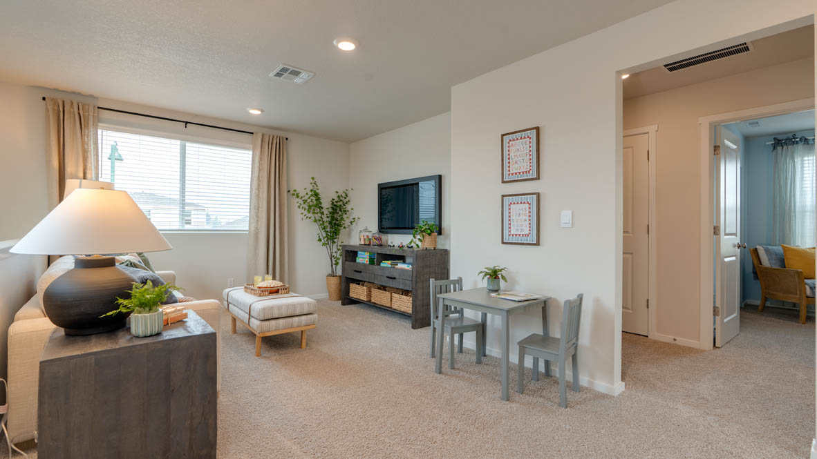 Bailey Meadows upstairs loft set up with television and couches