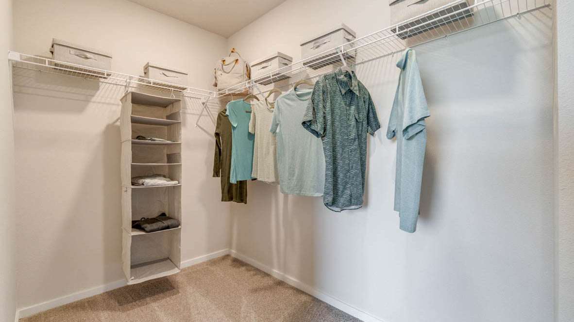East Park Village Walk in closet with white wire shelving