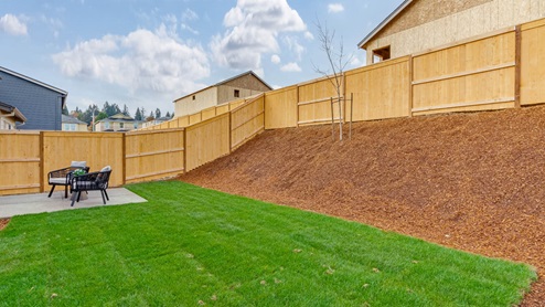 Misty Meadows backyard with concrete patio and grass landscaping