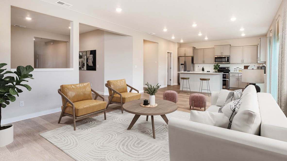 Avery Terrace great room with fire place and furniture