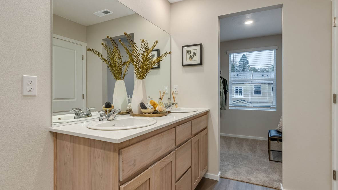 Blue Pearl Bathroom with mirror and vanity