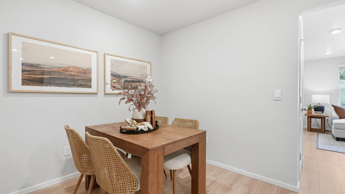 Thunder Ridge dining room set for four next to great room