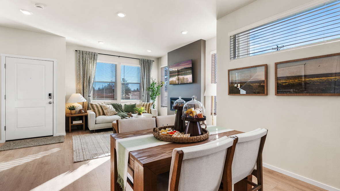 Ponderosa dining room set for four next to great room