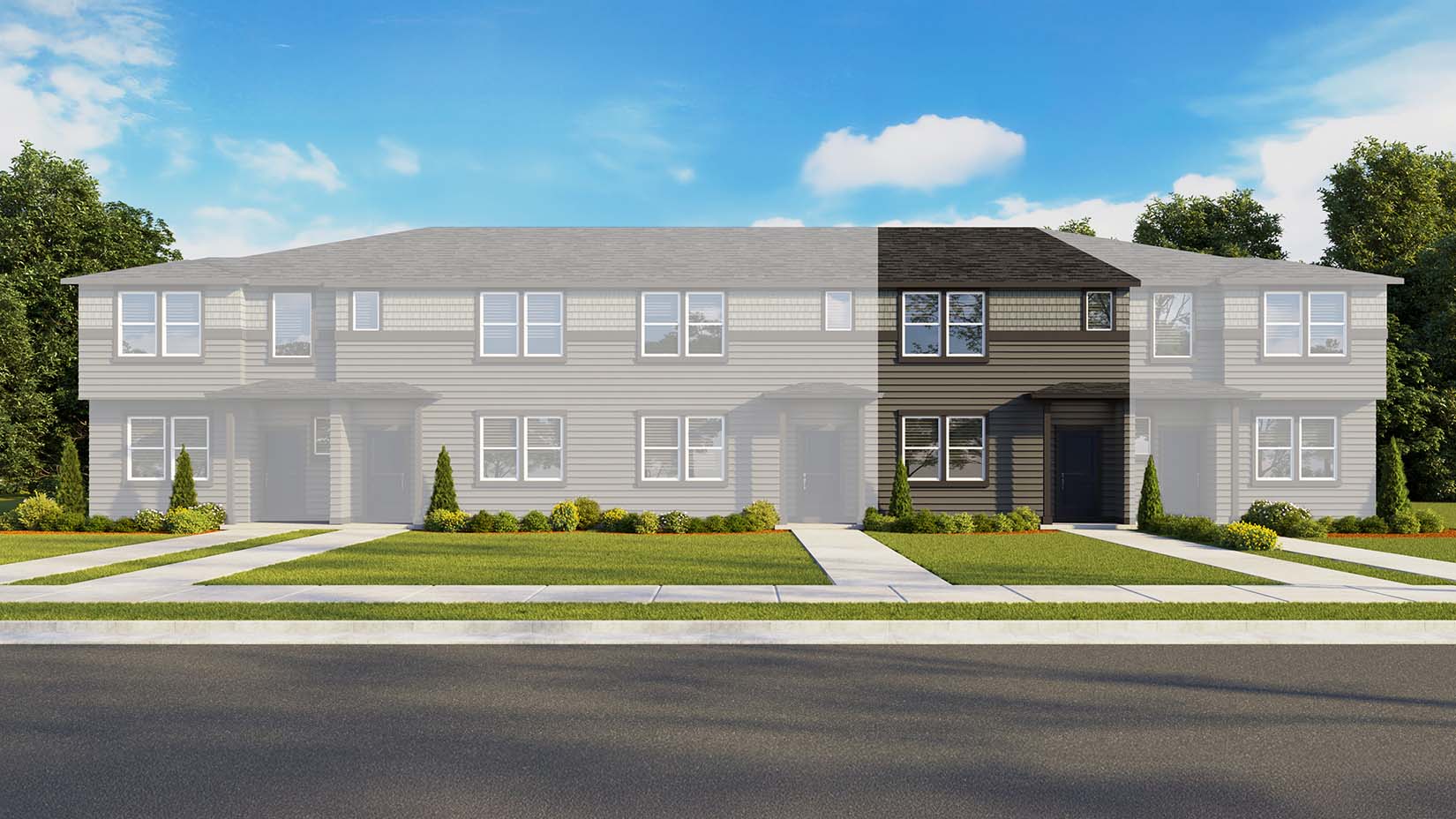 Ponderosa Woodbridge MA10 exterior rendering 5 plex elevation A