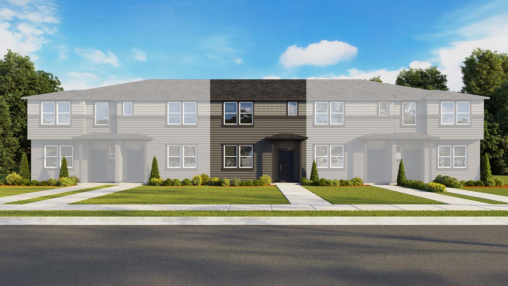 Ponderosa Woodbridge MA10 exterior rendering 5 plex elevation A