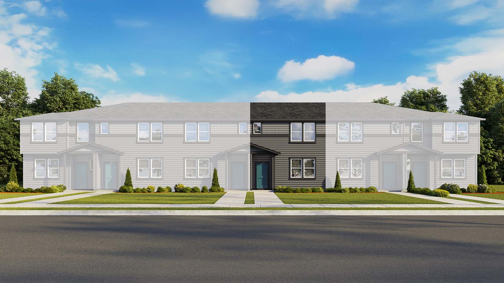 Ponderosa Woodbridge MA10 exterior rendering 5 plex elevation A