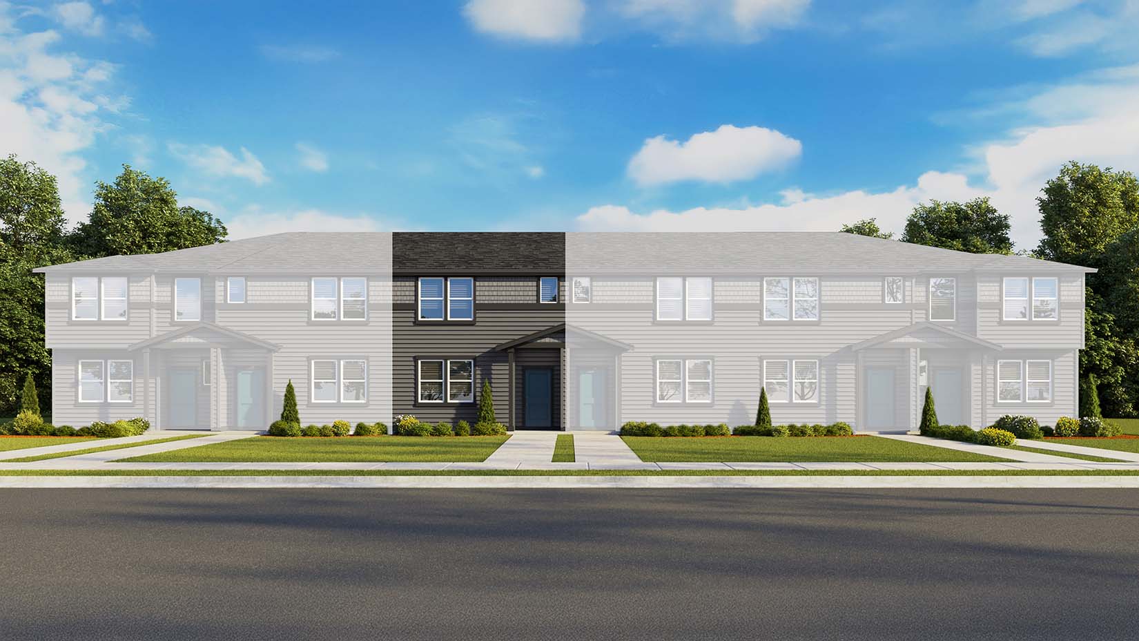 Ponderosa Woodbridge MA10 exterior rendering 5 plex elevation B