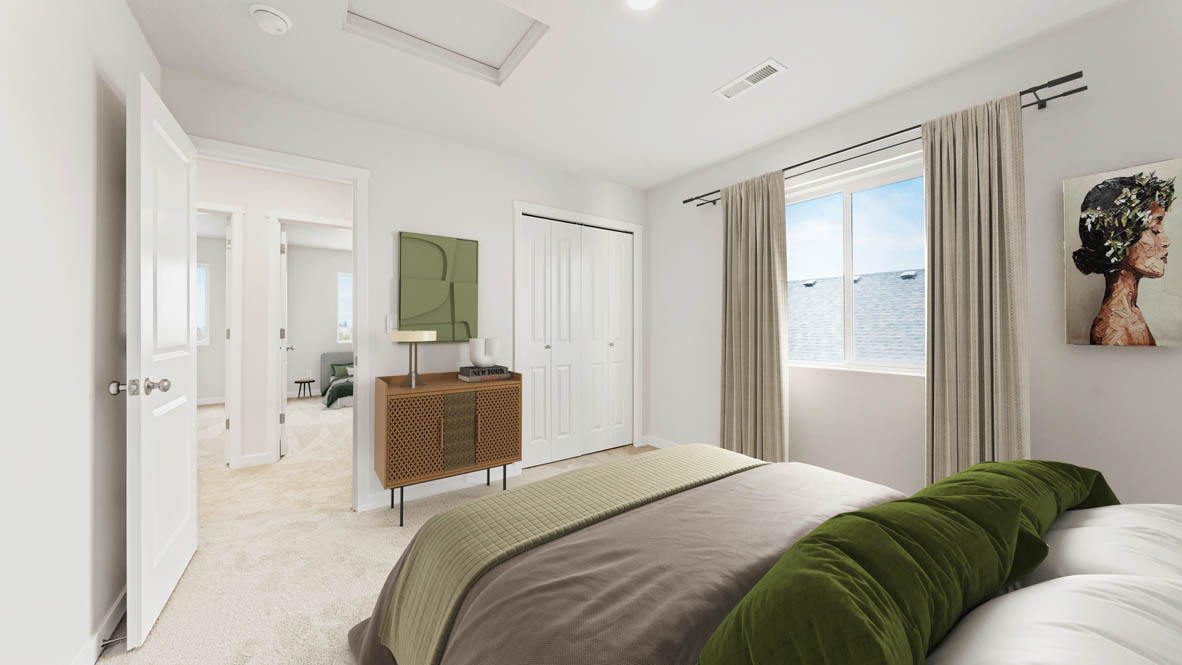 Stevens Ranch Diamond 3816 bedroom with carpet flooring and window