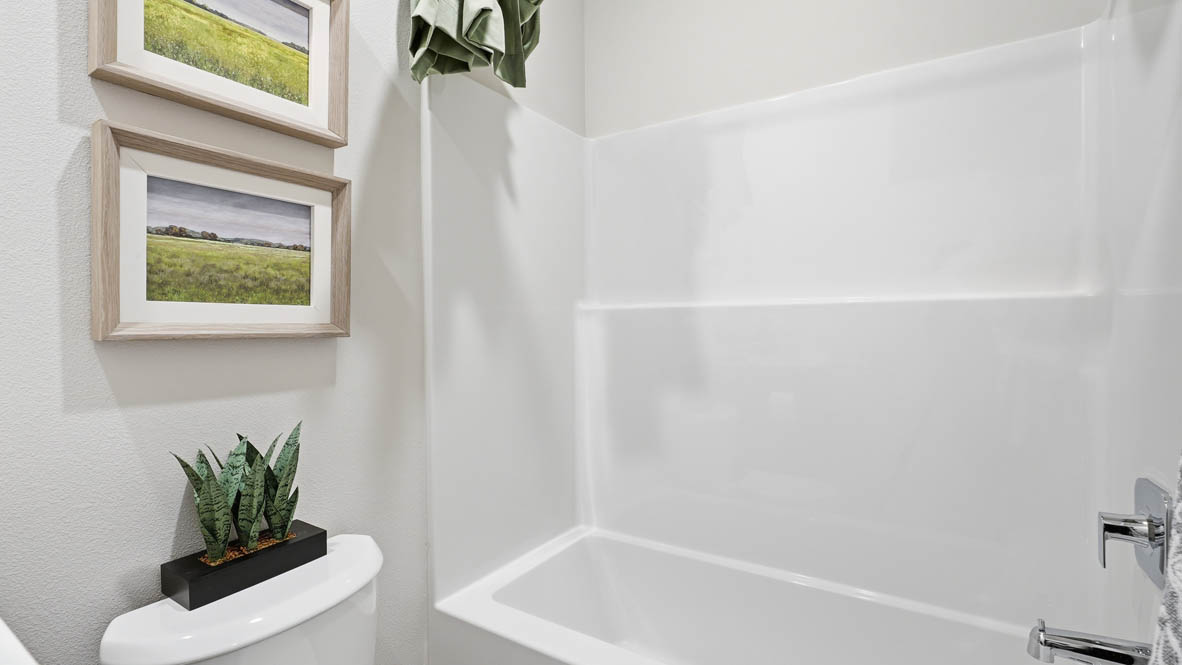 Stevens Ranch bathroom on the main floor tub shower