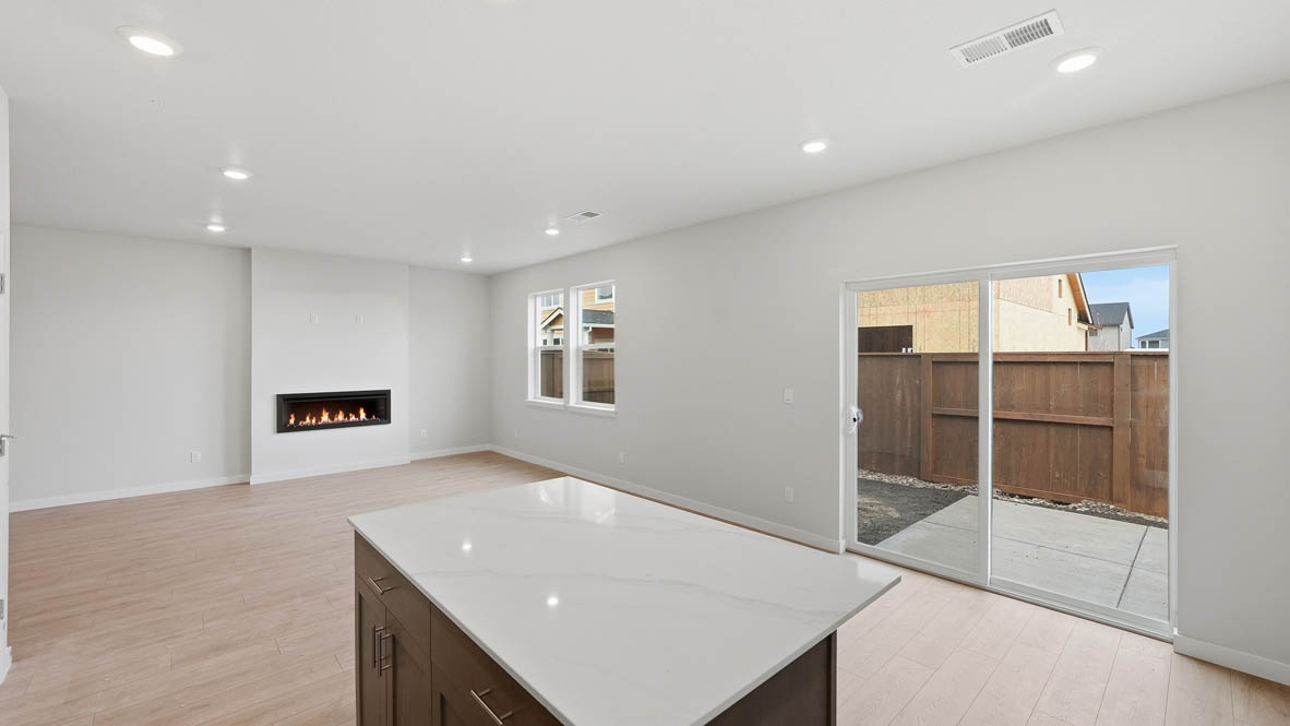 Stevens Ranch Kitchen with appliances. with white walls, windows