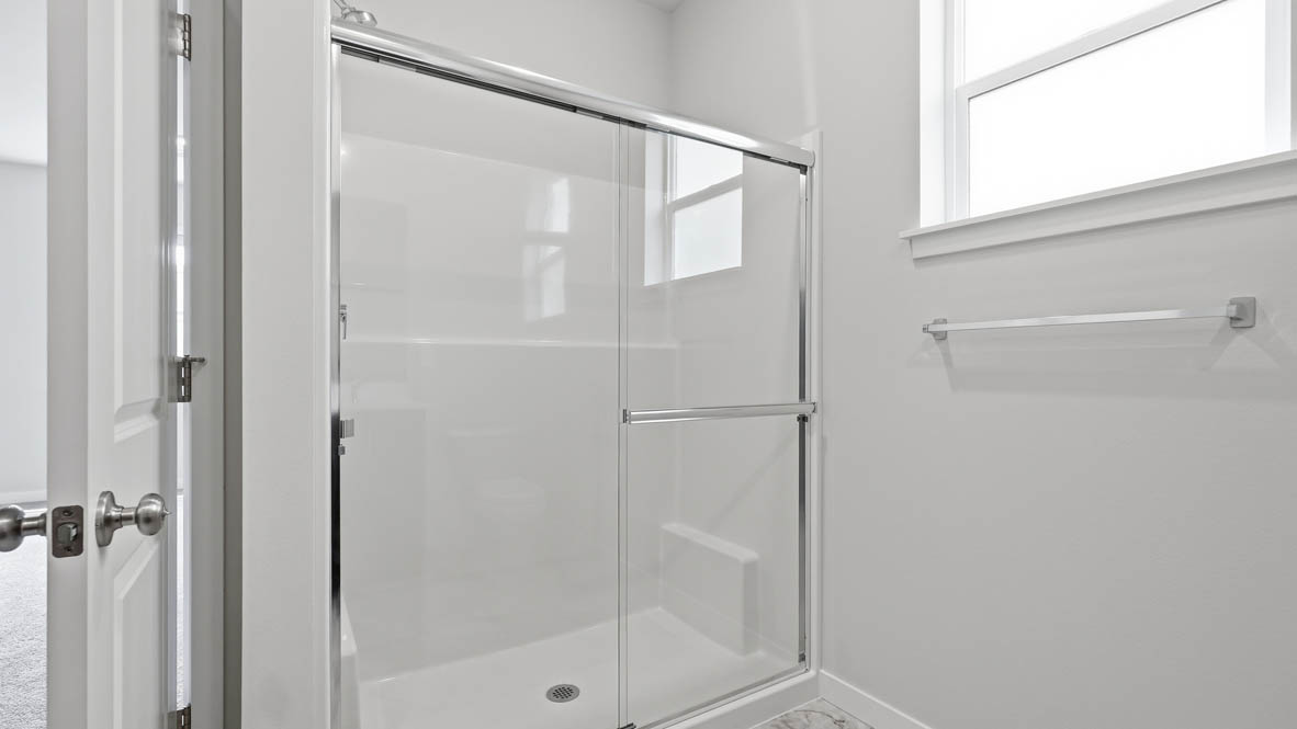 Stevens Ranch primary bathroom with walk in shower