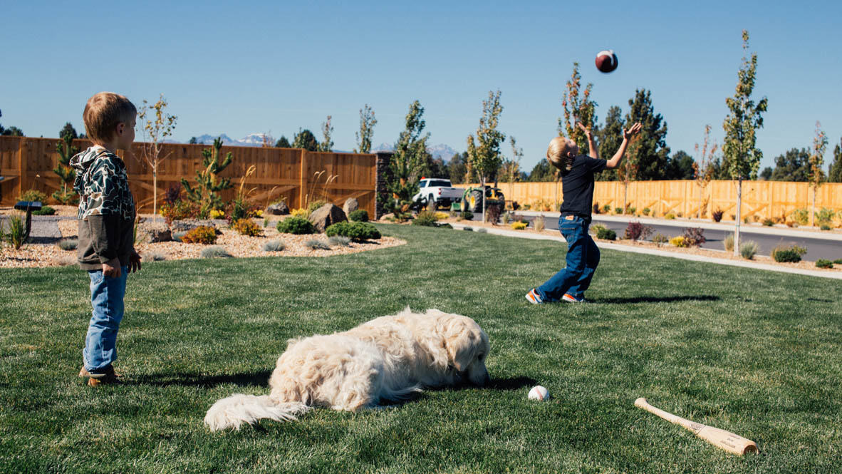 Stevens Ranch Playground lifestyle photo with dog
